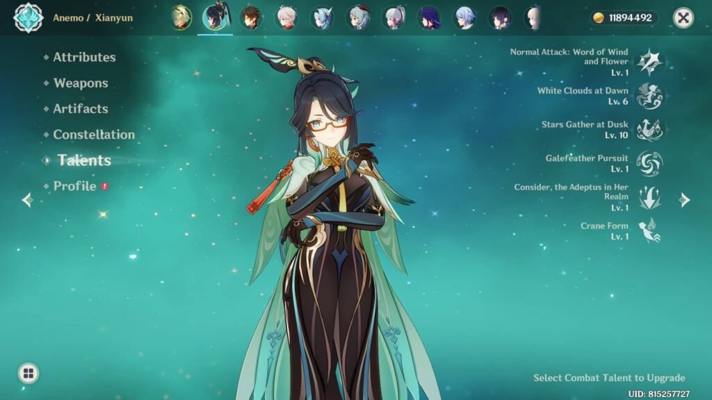 Xianyun skill section