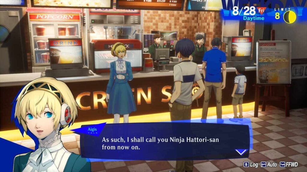 Aigis and Makoto in a movie theater