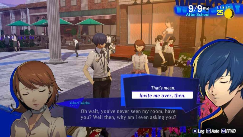 Hanging out with Yukari Persona 3 Reload