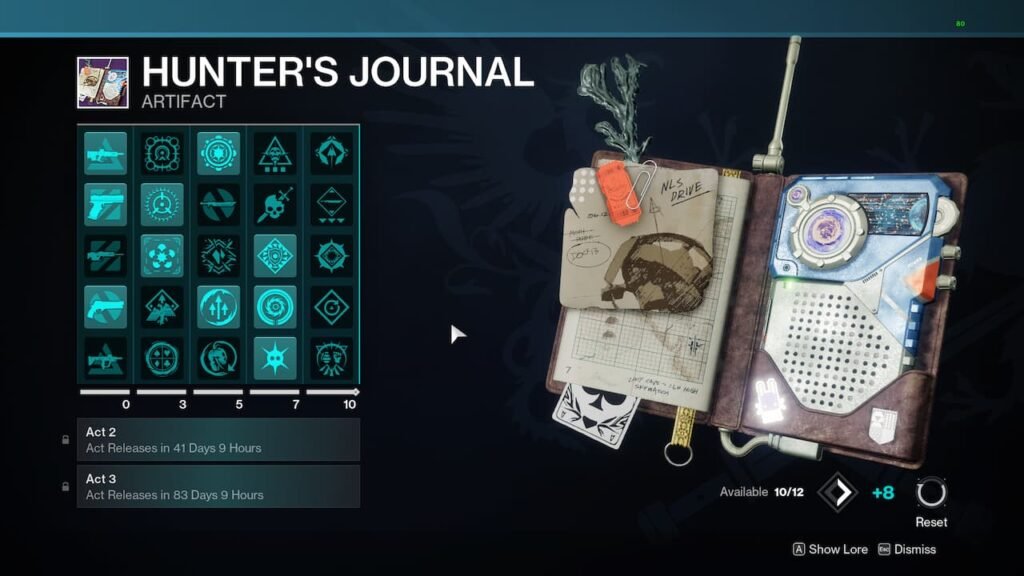 Hunter's Journal perk list