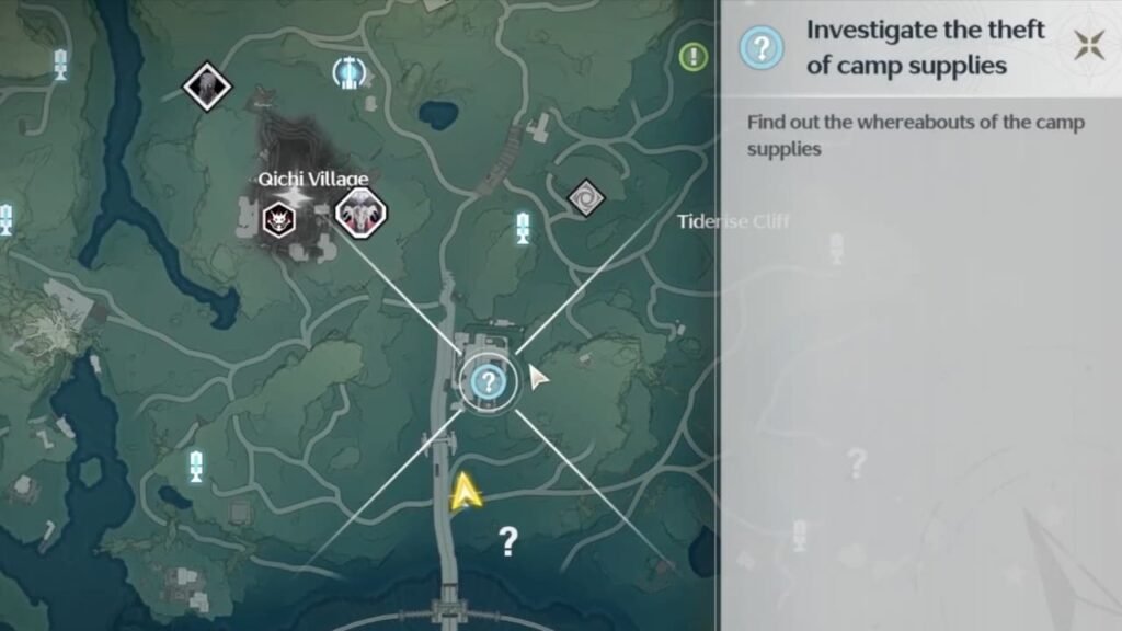 Investigate the Theft of Camp Supplies quest location