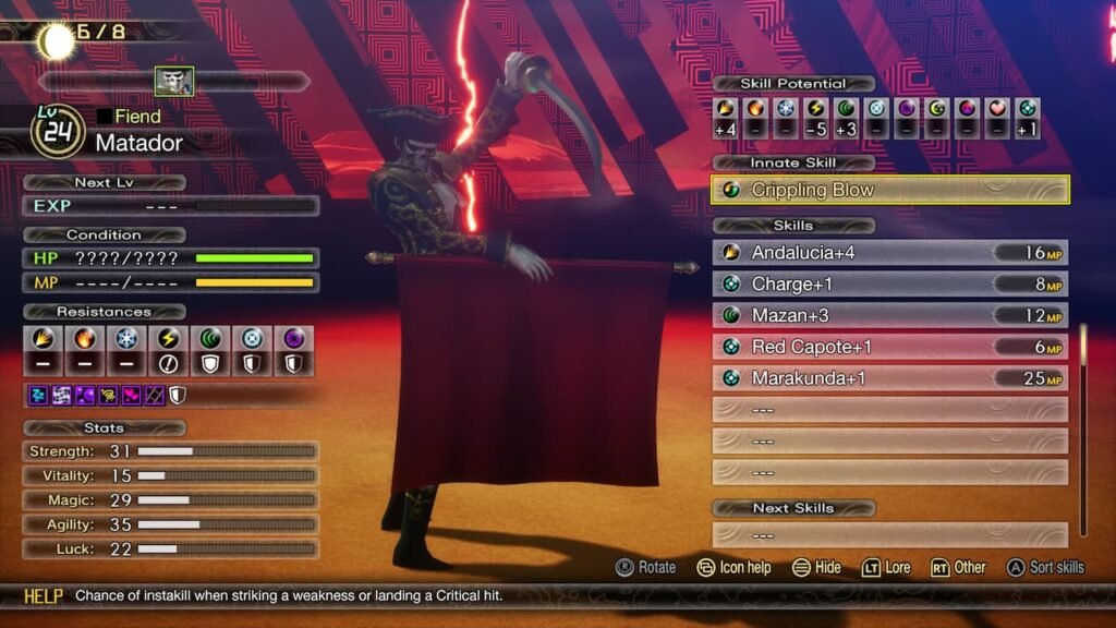 Matador stats SMT 5 Vengeance