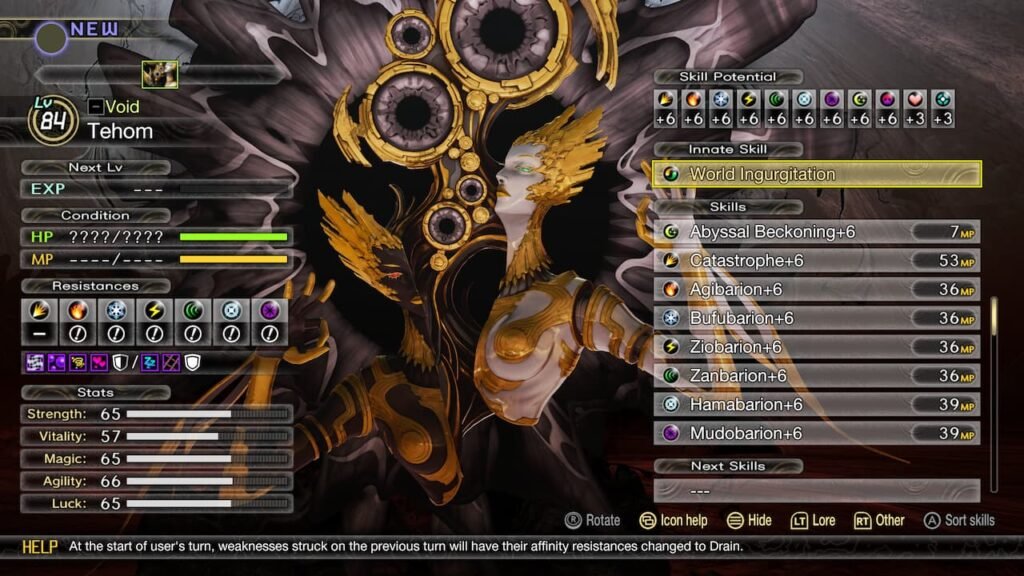 Tehom stats and abilities