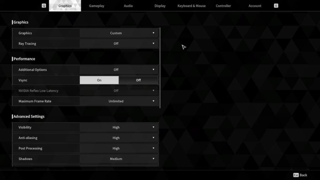 The First Descendant PC settings
