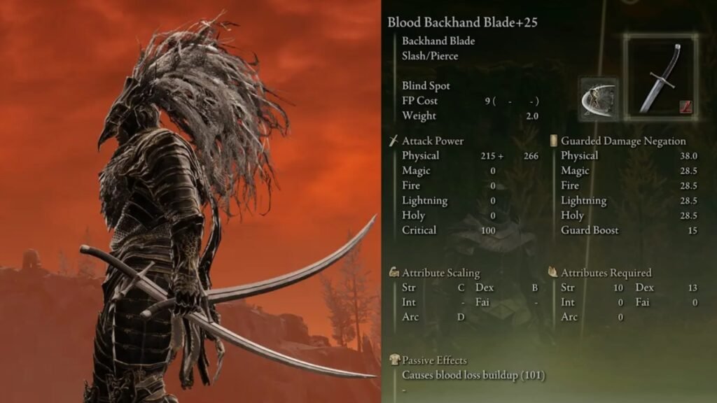 Blood Backhand Blade Shadow of the Erdtree