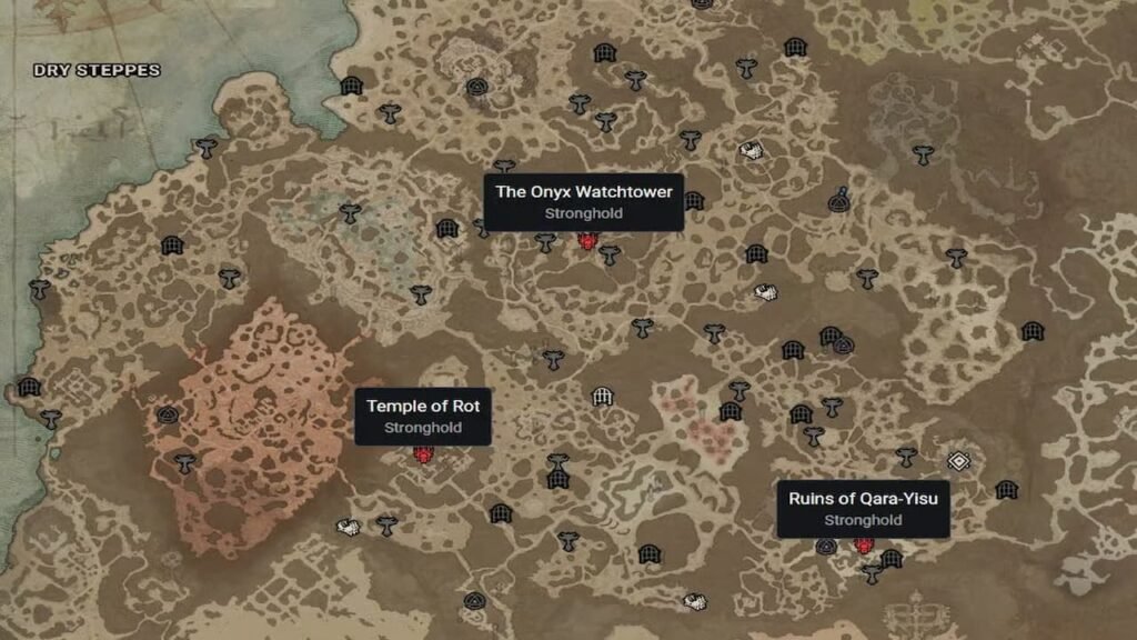 Diablo 4 Dry Steppes Stronghold locations