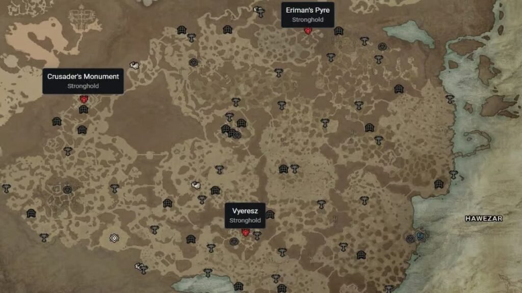 Diablo 4 Hawezar Stronghold locations