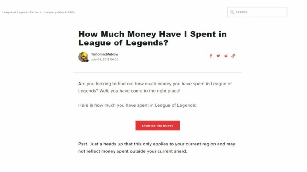 Money spent League of Legends