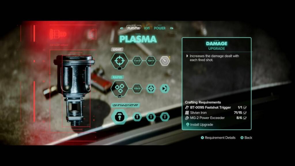 Star Wars Outlaws blaster upgrade menu