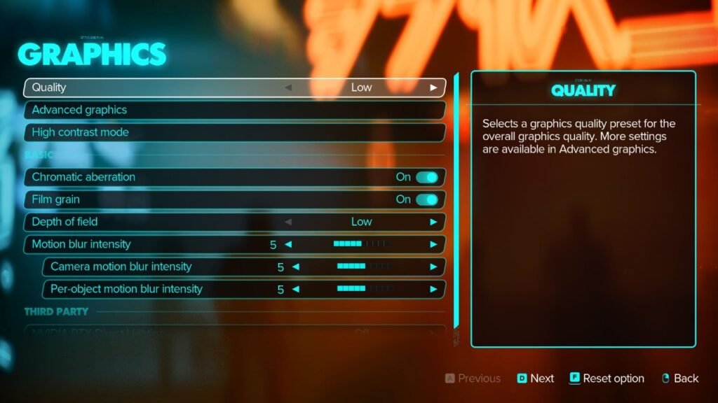Low settings for Star Wars Outlaws on the ROG Ally