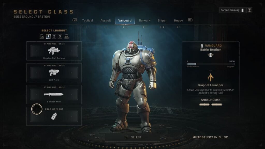 Eternal Wars loadout and class selection