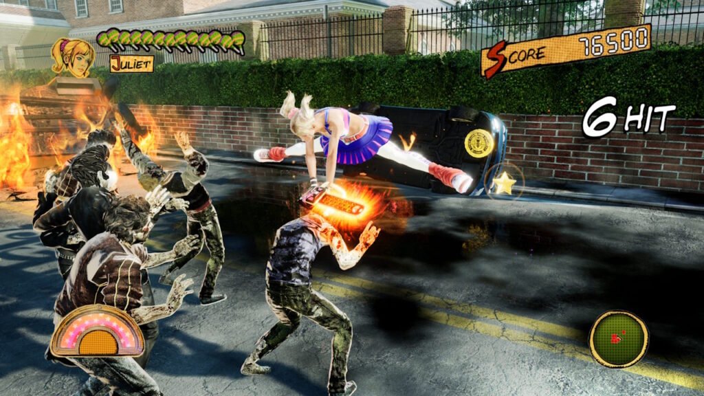 Lolipop Chainsaw Repop Juliet jumping over a zombie