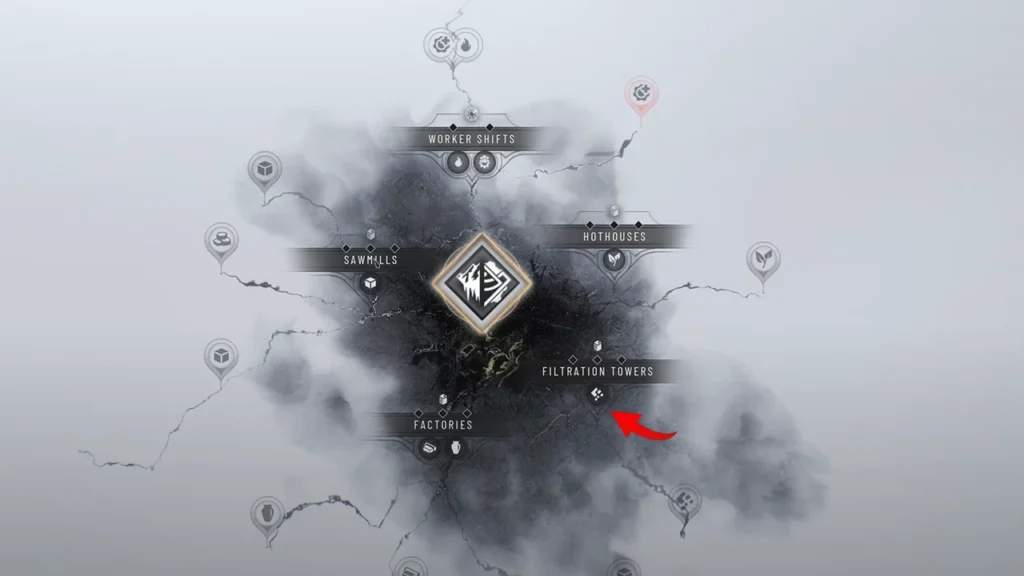 Filtration towers in Frostpunk 2