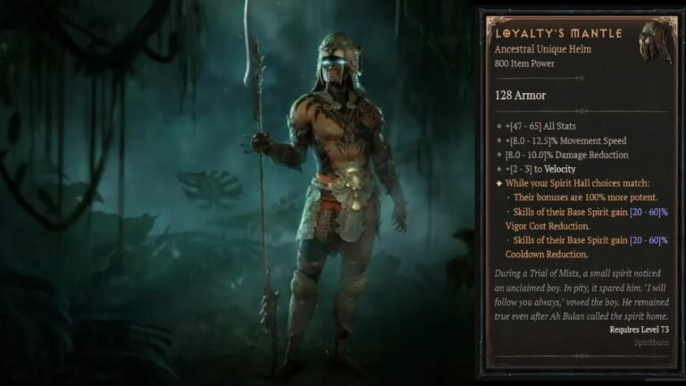 How to get the Loyalty's Mantle Unique chestpiece in Diablo 4 Vessel of Hatred