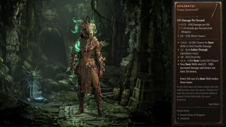 How to get the Sepazontec Unique Quarterstaff in Diablo 4 Vessel of Hatred