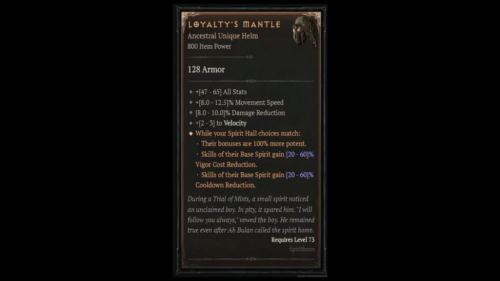 Loyalty’s Mantle Unique chestpiece