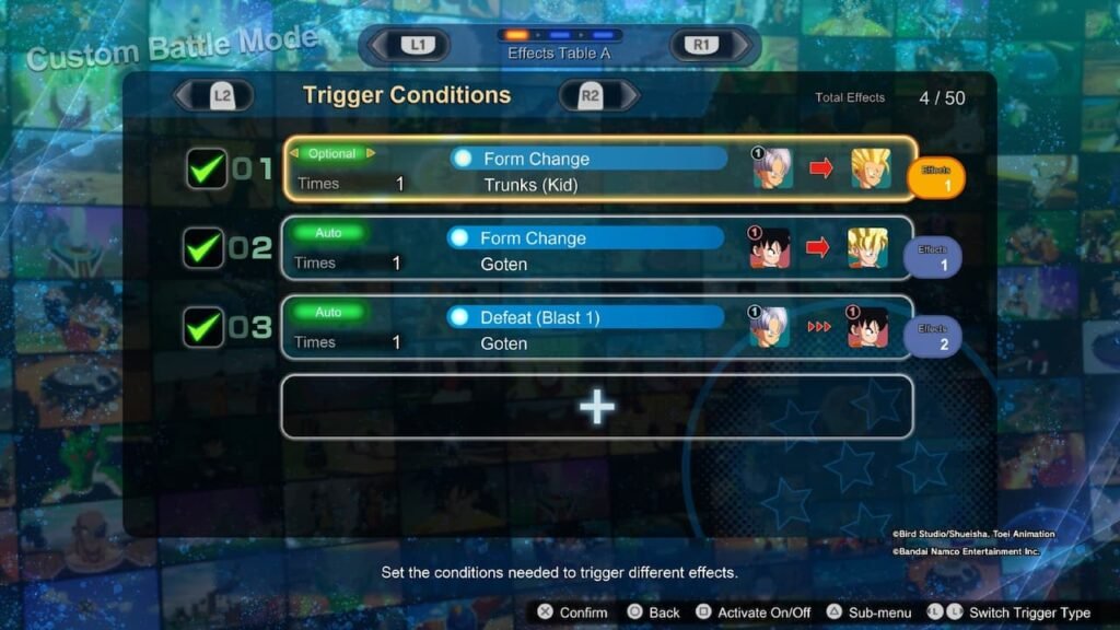 Normal Edit Custom Battle in Sparking Zero