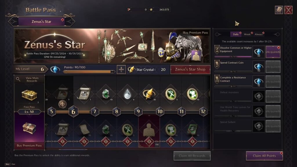 Throne and Liberty's World Tree Leaves can be acquired from the battle pass