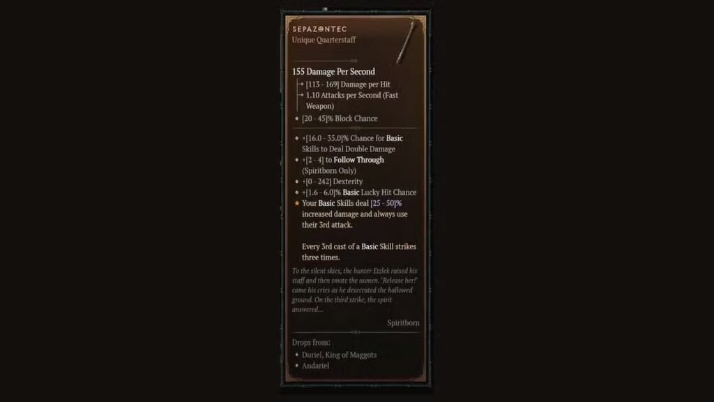 Sepazontec Unique Quarterstaff Vessel of Hatred