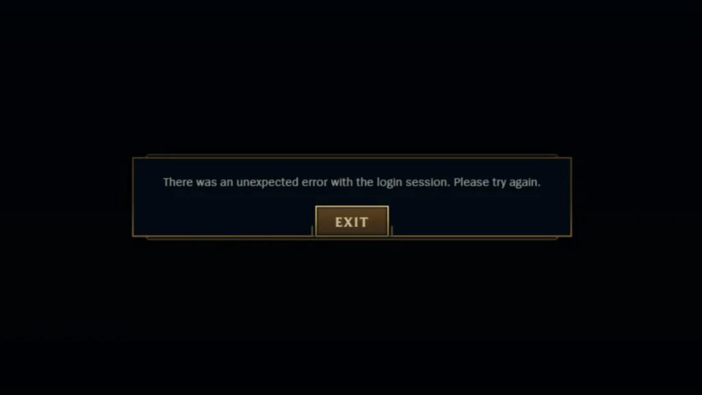 LoL Unexpected Error With Login Session
