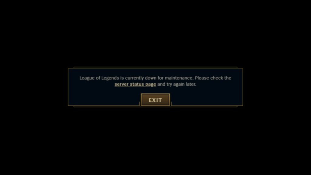 LoL Under Maintenance error