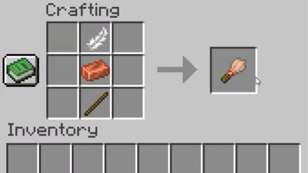 Crafting recipe to make a brush in Minecraft