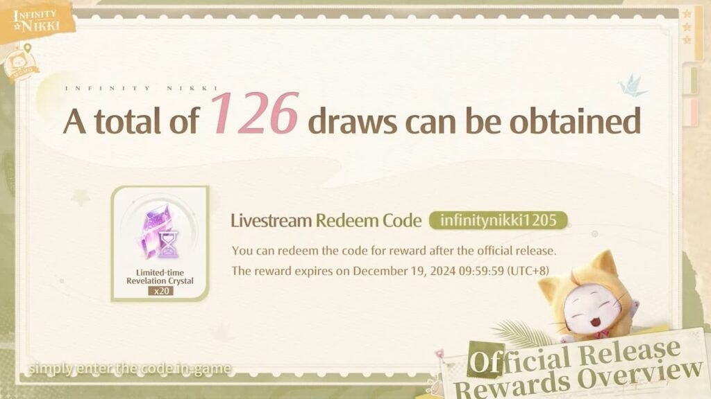 All Infinity Nikki codes