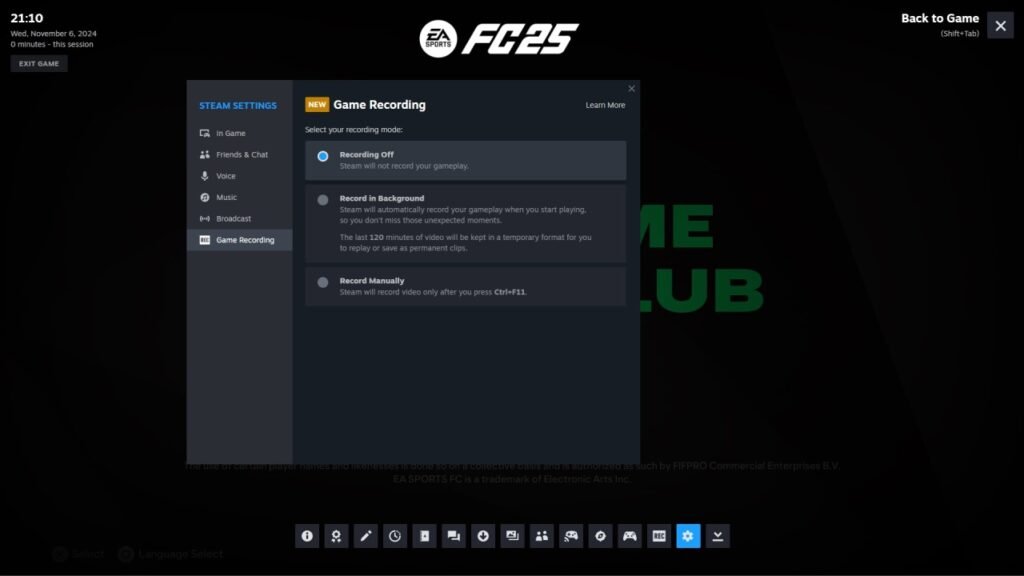 recording gameplay using Steam game recording