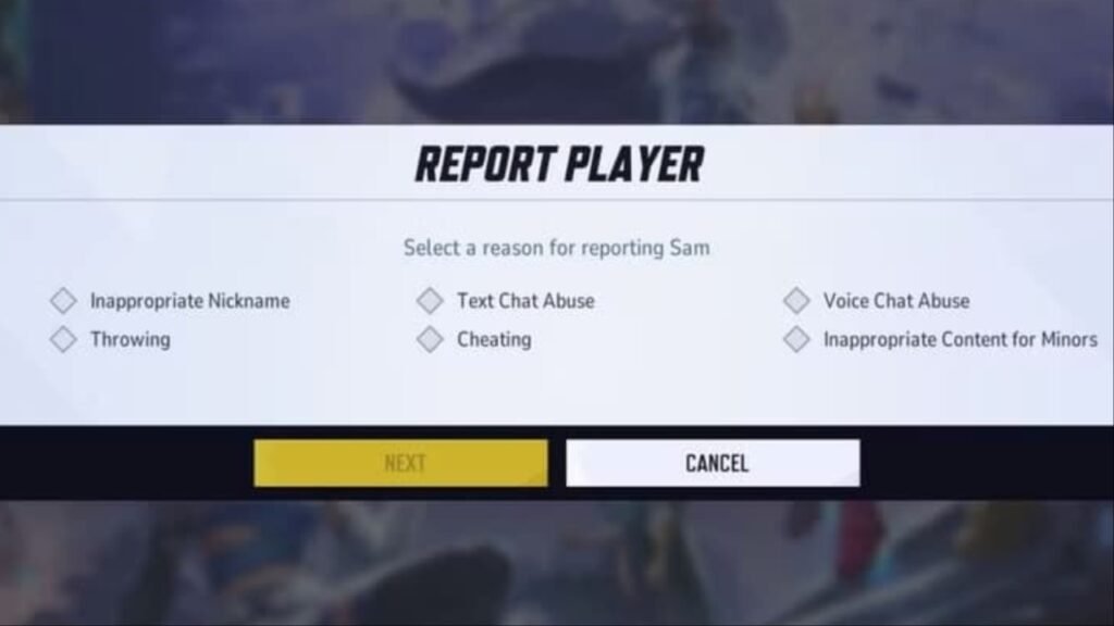 Player reporting from marvel Rivals client