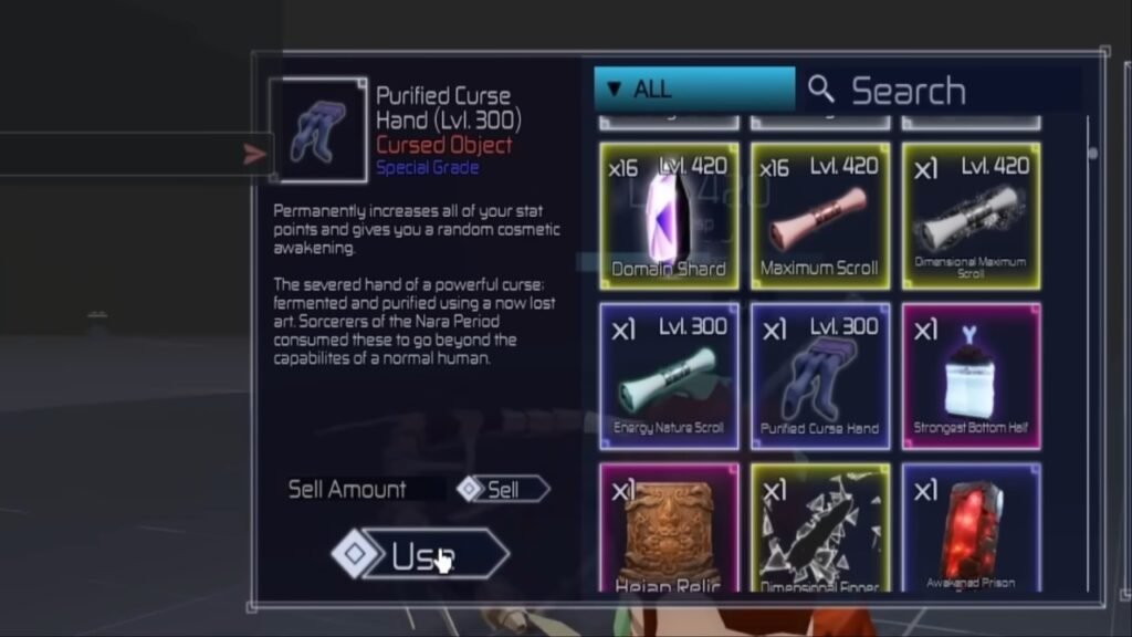 Purified Curse Hand lvl 300 item