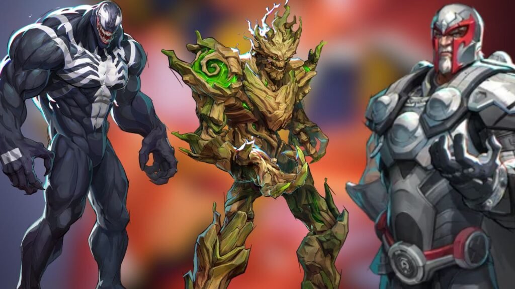 Venom, Groot, and Magneto in Marvel Rivals