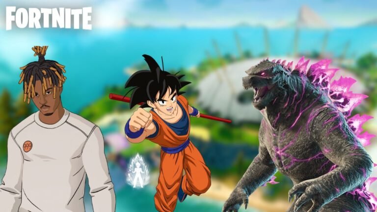 Godzilla, Juice WRLD, and Goku skins in Fortnite