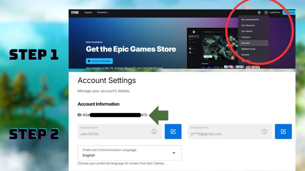 Steps to check your Epic Account ID