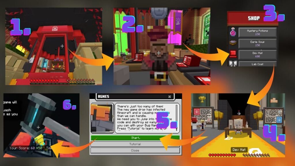 Steps to complete day 4 challenge in Minecraft Eerie Mojang Office Party event