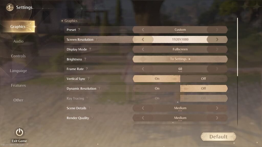 Infinity Nikki PC settings
