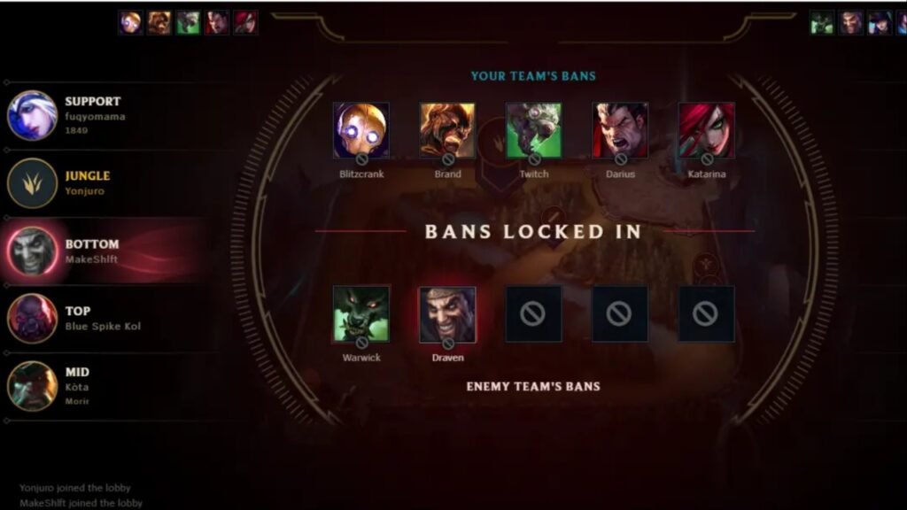 Pick and Bans in League of Legends