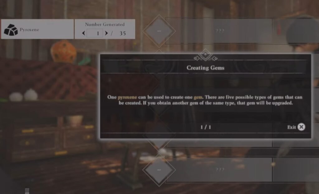 You can craft gems in your room