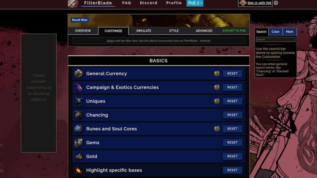 FilterBlade PoE2