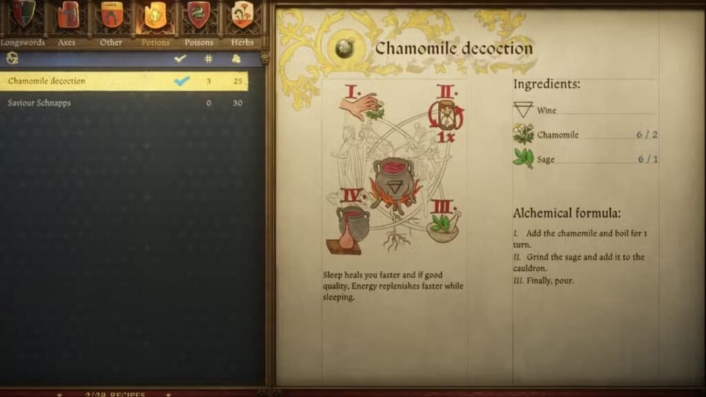 Chamomile Decoction Potions Crafting Kingdom Come Deliverance 2