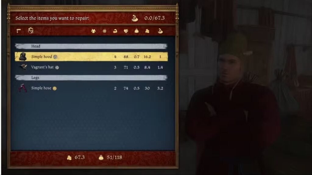 Clothing repair in Kingdom Come Deliverance 2