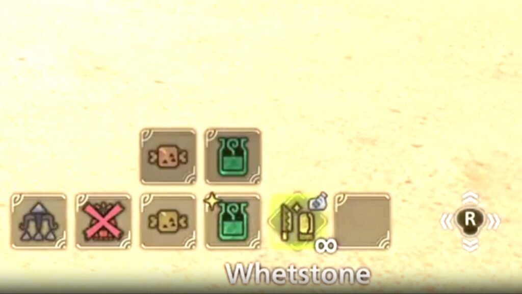 Selecting Whetstone from the fixed item list in Monster Hunter Wilds
