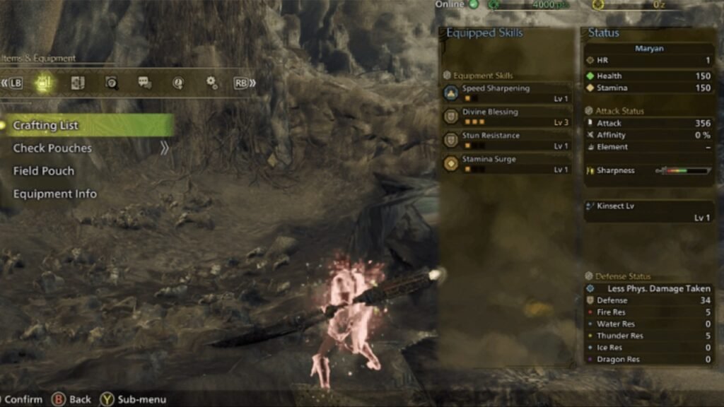 System menu Monster Hunter Wilds