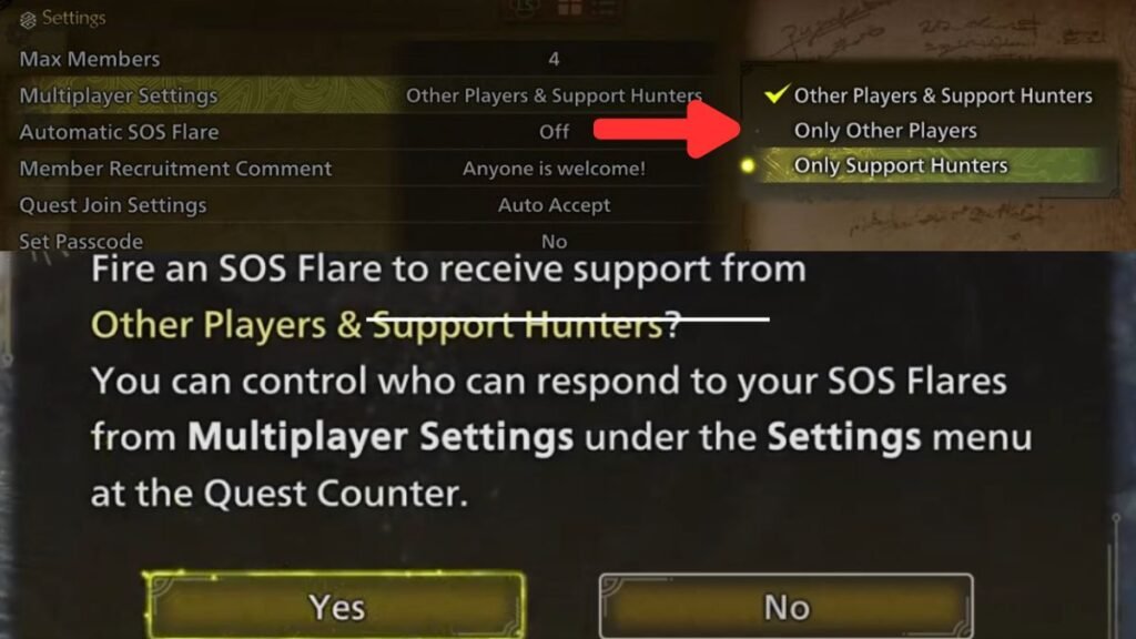 SOS Flare settings in Monster Hunter Wilds