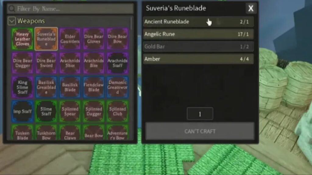 Crafting Suveria’s Runeblade in Rune Slayer