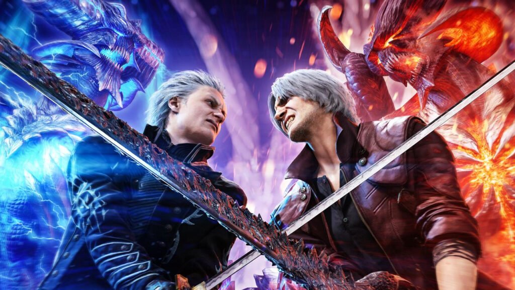 Dante and Vergil facing off against each other