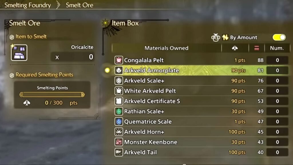 Smelting Ore for Artian weapon reinforce material