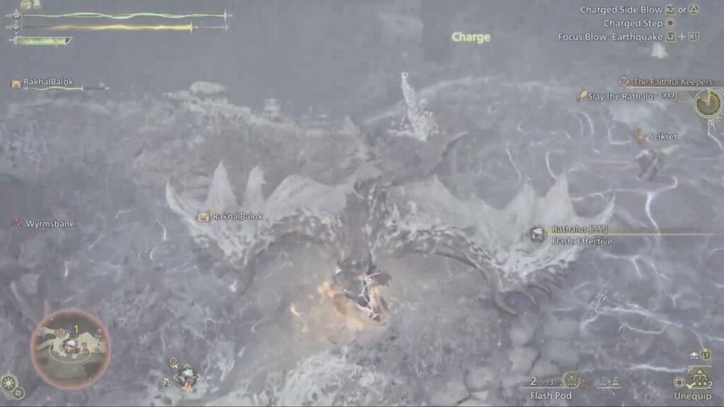 Using Flash Pod on Guardian Rathalos
