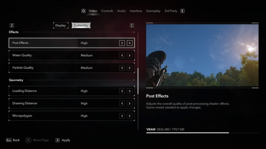 AC Shadows PC settings
