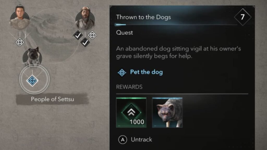 Quest to get pets in Assassin's Creed Shadows
